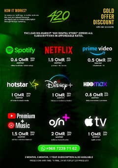 Netflix | Amazon | YouTube Premium + Music | Spotify | Apple TV+ |OSN+