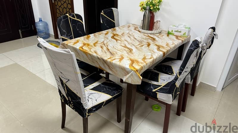 Wooden Dining Table with 5 Chair and Cover 1