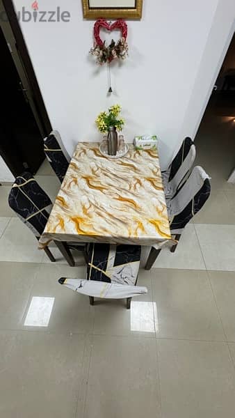 Wooden Dining Table with 5 Chair and Cover 2