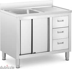 ss sink single with cabinet & drawers