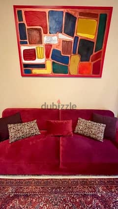 Red Velvet Sofa