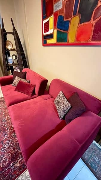 Red Velvet Sofa 1