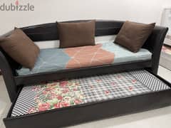 Leather sofa with sliding single bed 0