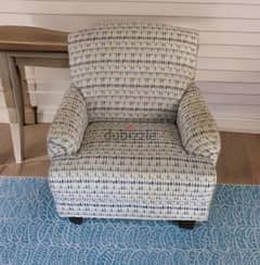 Home centre Lenon Fabric Armchair Colour:Blue/White 0