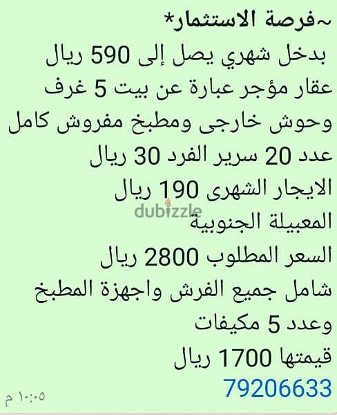 فرصة الاستثمار عقار مؤجر بدخل شهرى يصل 590 0