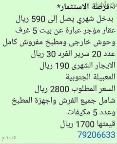 فرصة الاستثمار عقار مؤجر بدخل شهرى يصل 590