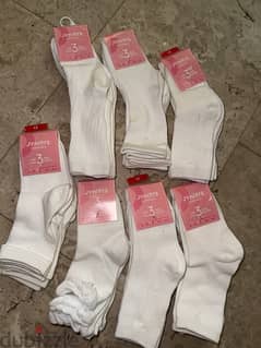 3 packs White socks for age 2 to 8 years