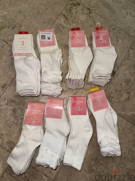 3 packs White socks for age 2 to 8 years 1