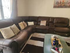 Brown Recliner Sofa & Coffee Table for sale