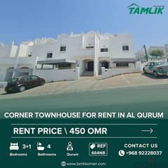 Corner Townhouse for Rent in Al Qurum | REF 664NB 0