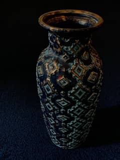 Blue-Green Vase with Intricate Geometric Design