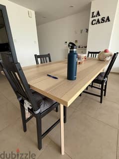 Dining Table with 4 Black Chairs