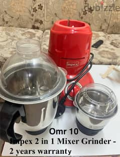 Impex 2 in 1 Mixer Grinder - 2 years warranty