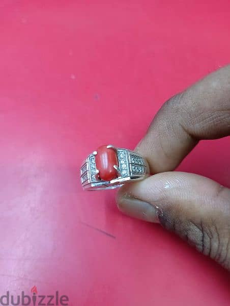 Original natural coral stone (italian) with ring 2