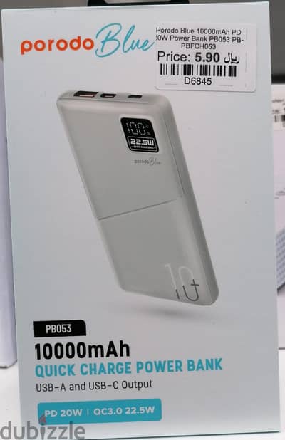 Porodo Blue 10000MAH PD 20W Power Bank PB053 PB-PBFCH053