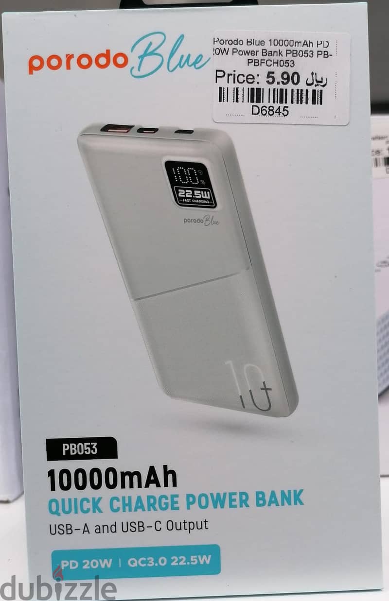 Porodo Blue 10000MAH PD 20W Power Bank PB053 PB-PBFCH053 0