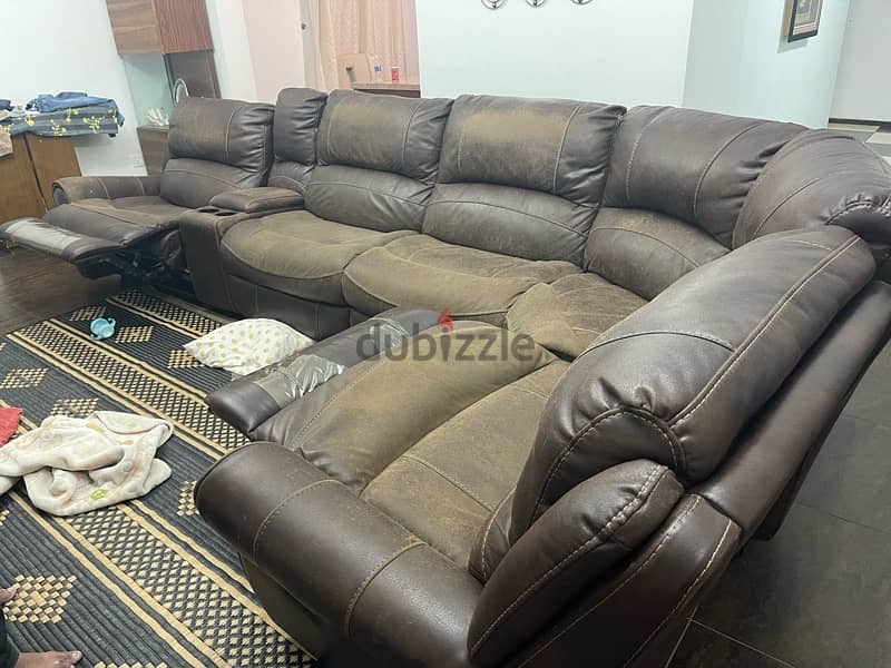 For Sale: L-Shaped Leather Sofa with Two Recliners – Great Condition 3