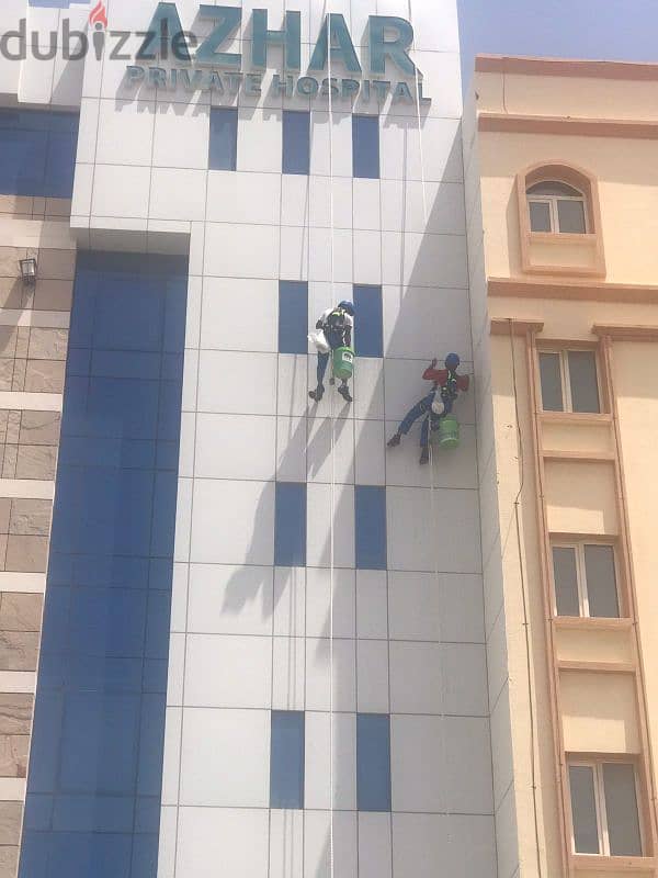 تنظيف زجاج خارجي External glass cleaning 1