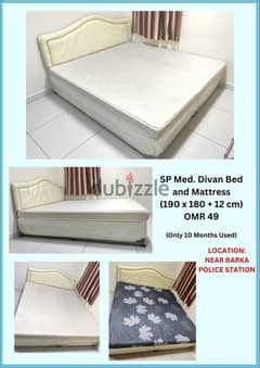 Bed and Mattress for sale (190 x 180 + 12 cm)