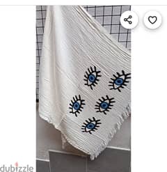 Organic Cotton Turkish Evil Eye Beach Towel 0