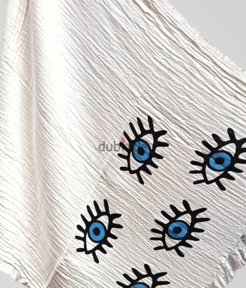 Organic Cotton Turkish Evil Eye Beach Towel 1