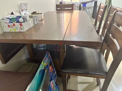 6 sitter dining table with foldable negotiable