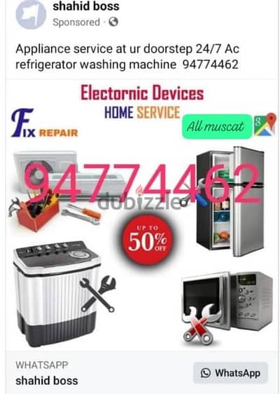 Appliance at ur doorstep 24/7 Ac refrigerator washing machine