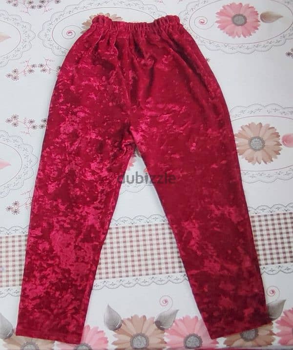 Red velvet dress and pant for girl kids 1