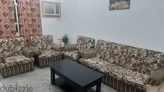 6 Seater Sofa set with solid wooden table