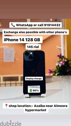 iPhone, 14 128 GB display change very good condition 0