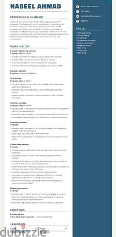 Im looking for data entry and coumputer work job