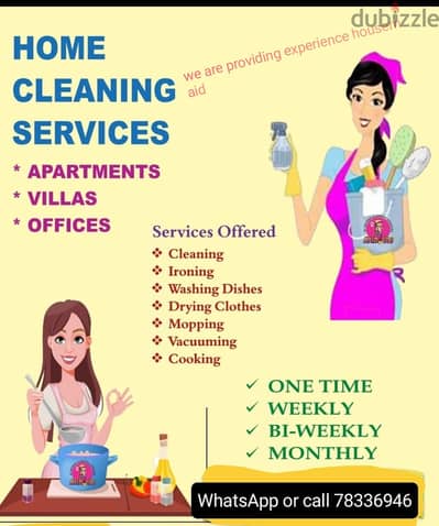 house cleaning services available with lady,