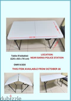 Table for Sale ( Foldable) (122 x 61 x 73) Available from Oct 18 0