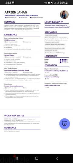 immigration advisor or  sales consultants ,host or receptionist.