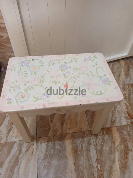 kids wooden dressing table with sitting stool 3