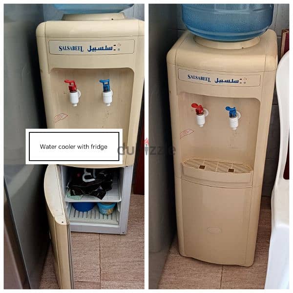 water cooler with fridge with 2 oasis bottles 0