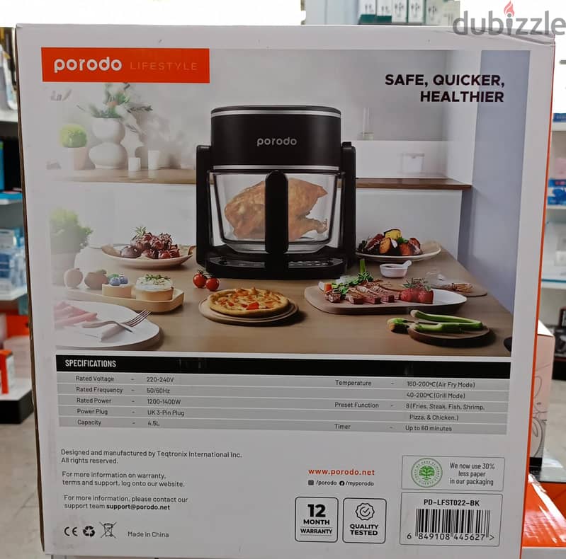 Porodo Lifestyle Dual Design Air Fryer & Grill 1