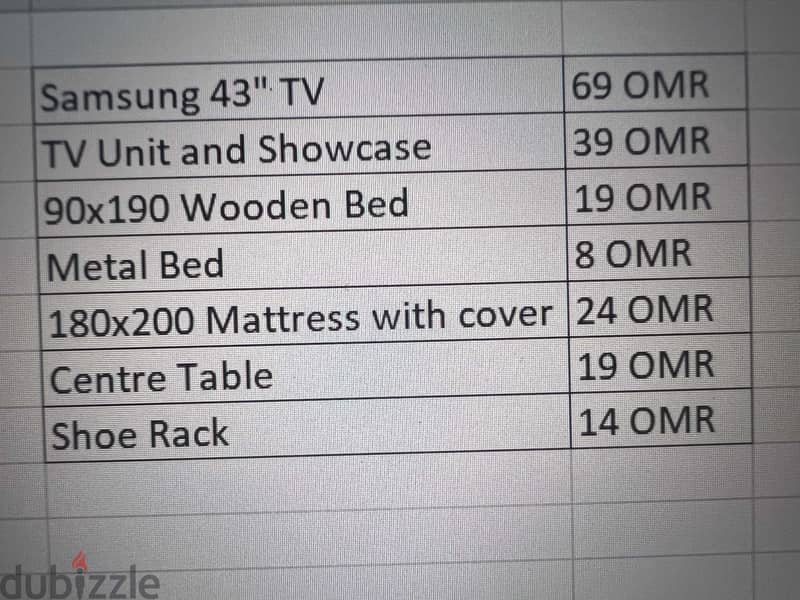 Urgent Sale for Furniture and TV 0