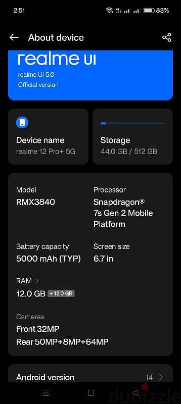 realme 12 pro plus 5g 12 + 12 ram 512net on clean 1