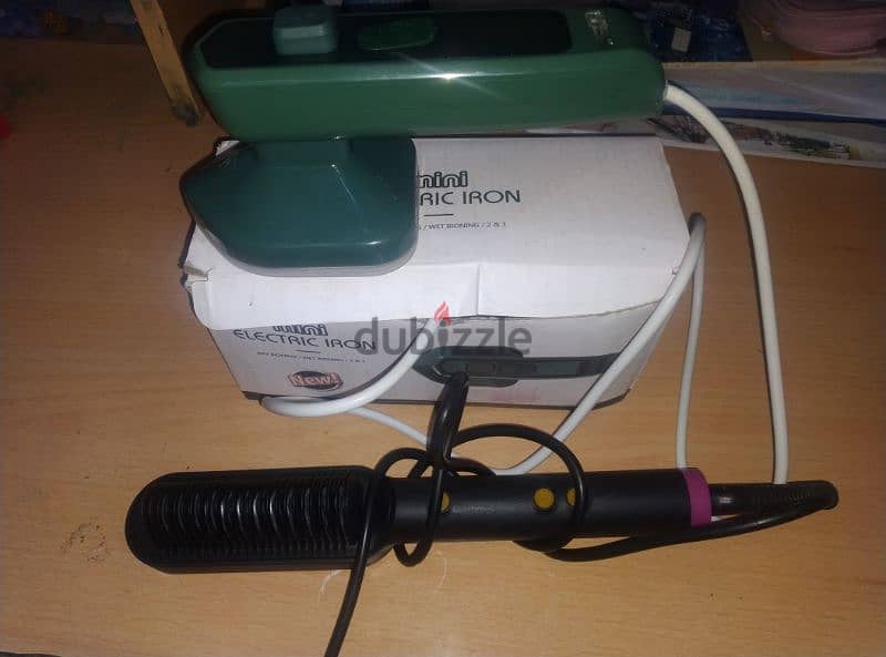 mini electric iron box and hair silk brush for sale 0