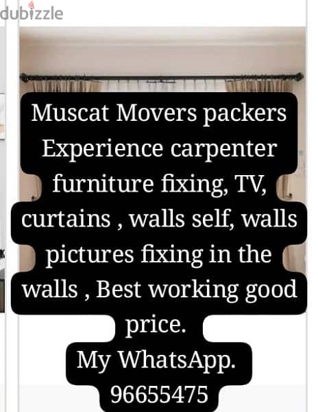 Experience carpenter fixing curtains furniture TV etc 0