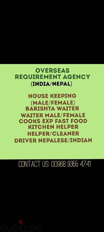 Nepal & indian hotel staff need. jobs