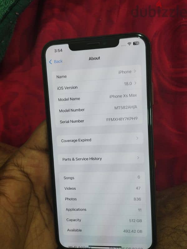 I phone xs max 512gb with excellent condition cable ,cover 5