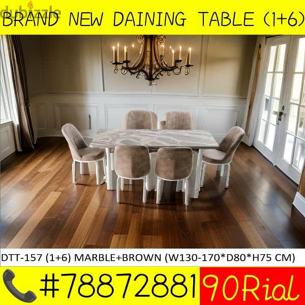 BRAND NEW DAINING TABLE 1+6CHAIRS 6