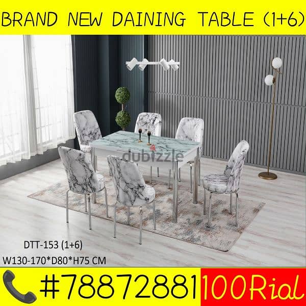 BRAND NEW DAINING TABLE 1+6CHAIRS 7