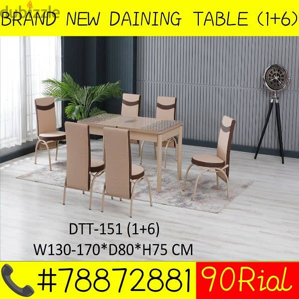 BRAND NEW DAINING TABLE 1+6CHAIRS 12