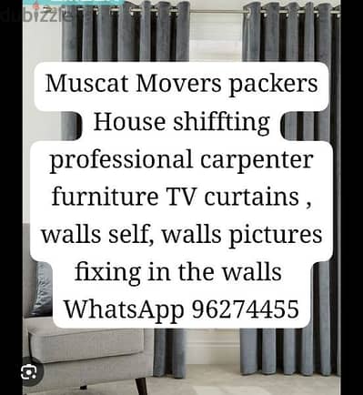 Experience carpenter fixing curtains furniture TV etc