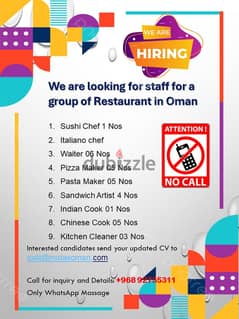 We are looking for staff for Oman 0