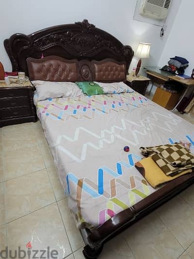 King size bed room set with dressing ,side table,mattress and cupboard