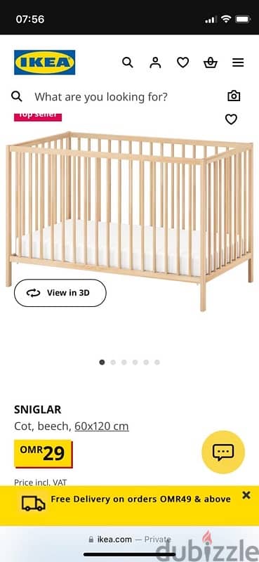 Baby crib Sniglar+Mattress Ikea Expat Family 2